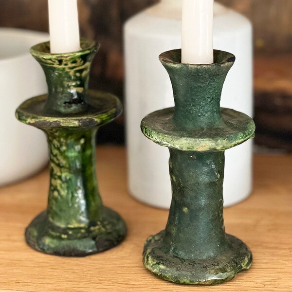 Green Pottery Candle Stick
